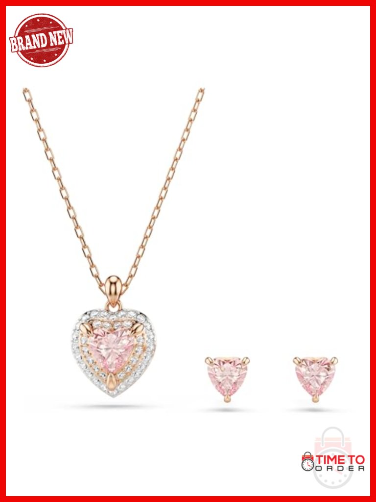 Heart Pendant & Earrings Jewelry Set With Cubic Zirconia